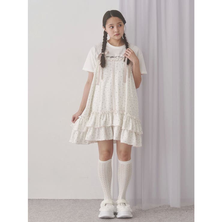 merry jenny flower waffleミニワンピース flower waffleミニワンピース[品番：MKSW0065272]｜merry jenny