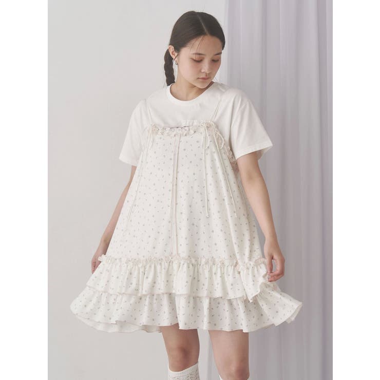 flower waffleミニワンピース[品番：MKSW0065272]｜merry jenny