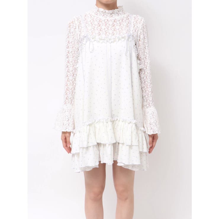 Merry jenny flower waffle ミニワンピース flower waffleミニワンピース[品番：MKSW0065272]｜merry jenny