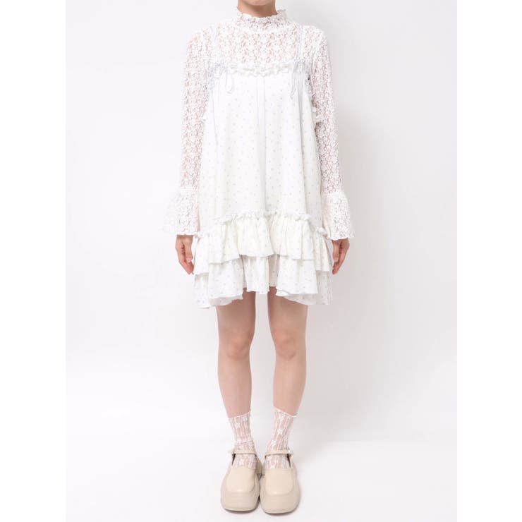 flower waffleミニワンピース[品番：MKSW0065272]｜merry jenny