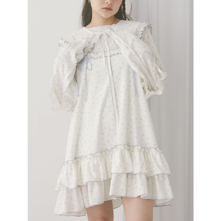 Merry jenny flower waffle ミニワンピース flower waffleミニワンピース[品番：MKSW0065272]｜merry jenny