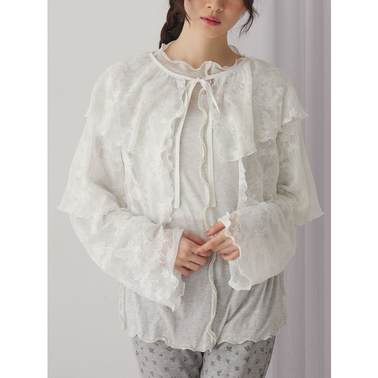 オフホワイト | レースティアードボレロ | merry jenny