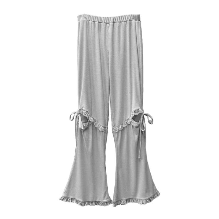 美品 merry jenny レースカットフリルリブパンツ グレー レースカットフリルリブパンツ[品番：MKSW0065598]｜merry jenny