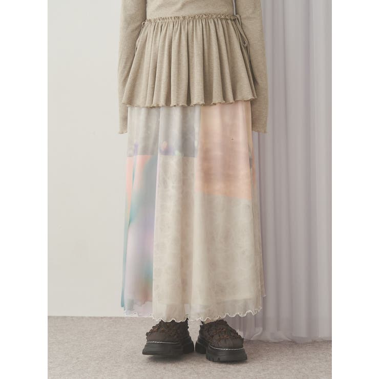 ピンク | dreamingメッシュフレアスカート | merry jenny