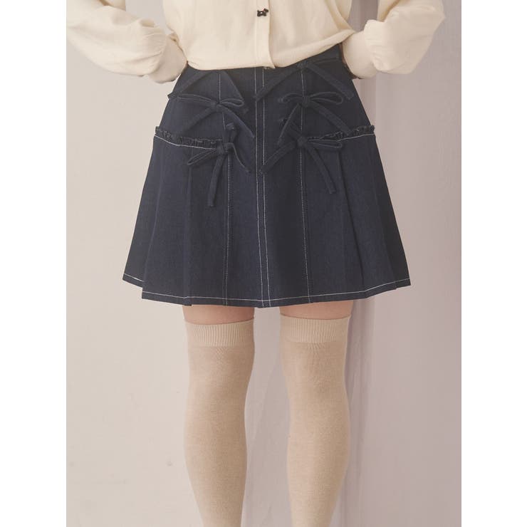 リボンリボンプリーツミニスカート | merry jenny | 詳細画像3 