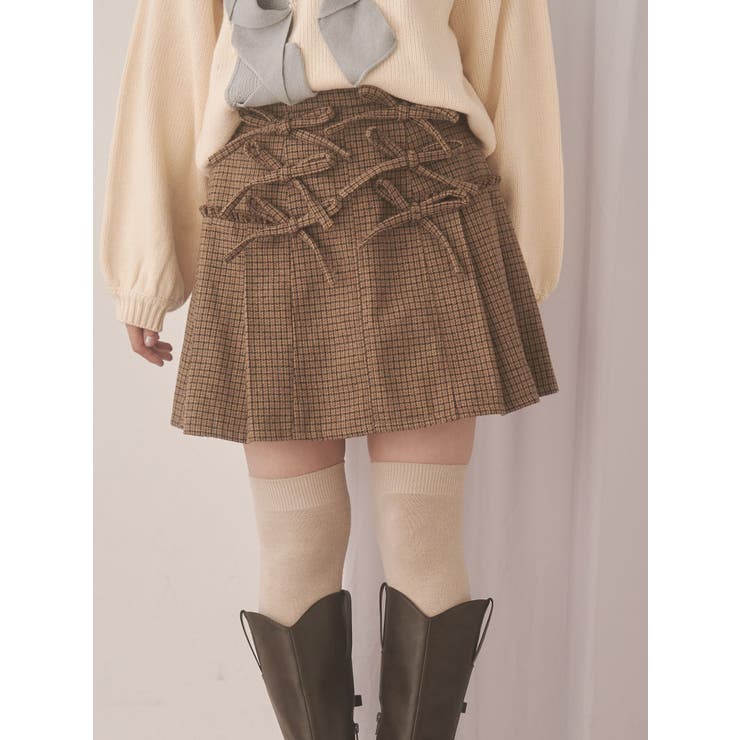 リボンリボンプリーツミニスカート | merry jenny | 詳細画像9 