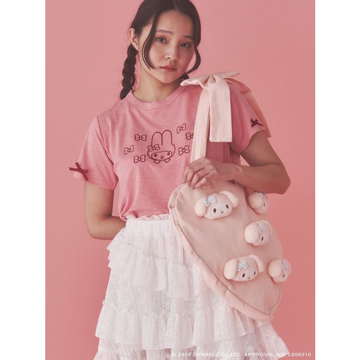 【メロクロコラボ】My Melody heart tote bag(PINK) | merry jenny | 詳細画像6 