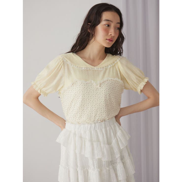 petit flowerセーラートップス[品番：MKSW0064726]｜merry jenny
