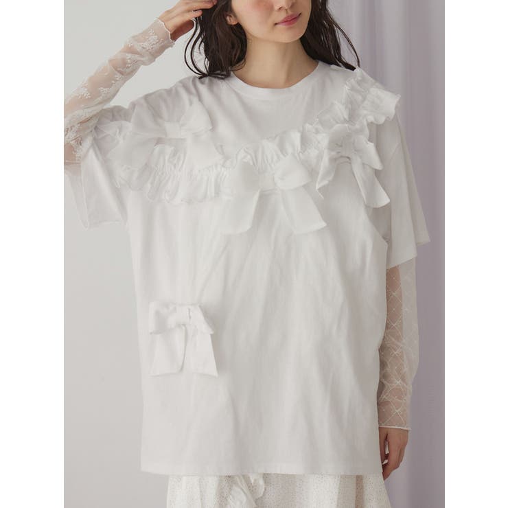 ribbon frill big tee | merry jenny | 詳細画像1 