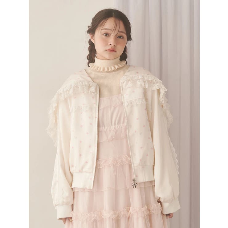 ribbonセーラーサテンブルゾン[品番：MKSW0065075]｜merry jenny