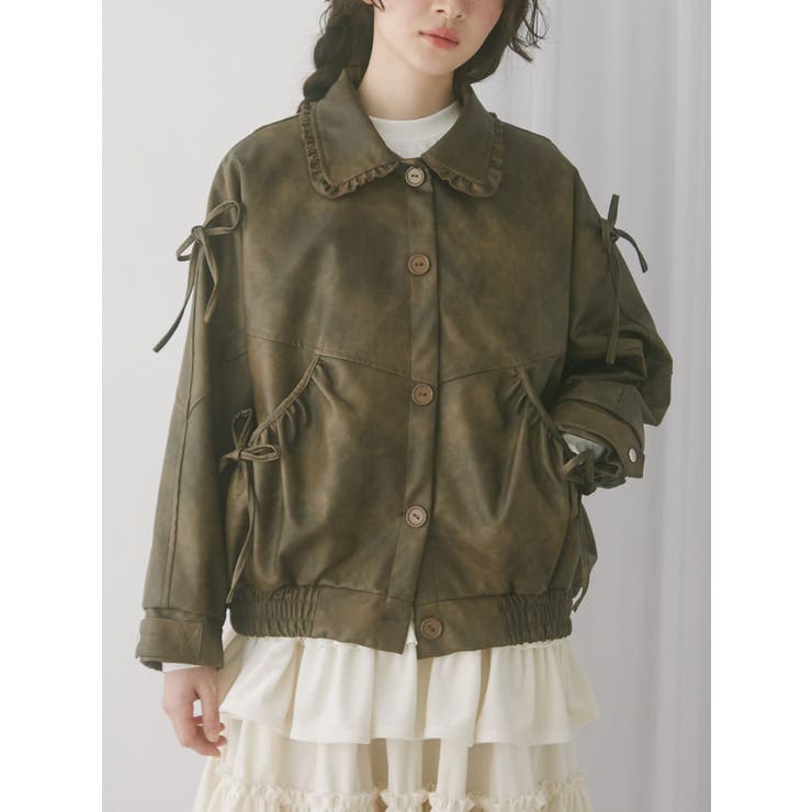 ブラウン | ギャザーリボンジャケット | merry jenny