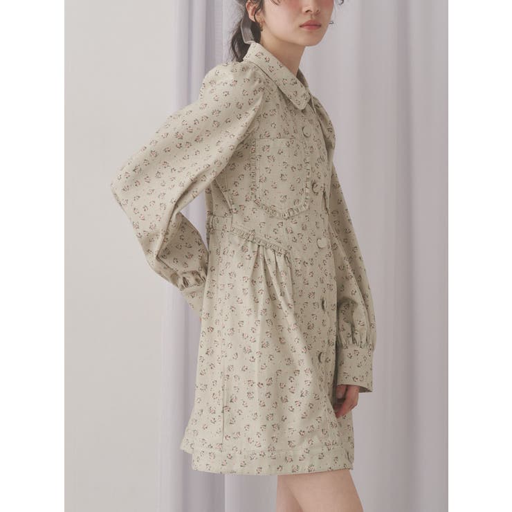 グリーン | flowerツイルパフミニワンピース | merry jenny