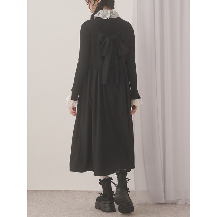 ブラック | back ribbonワンピース | merry jenny