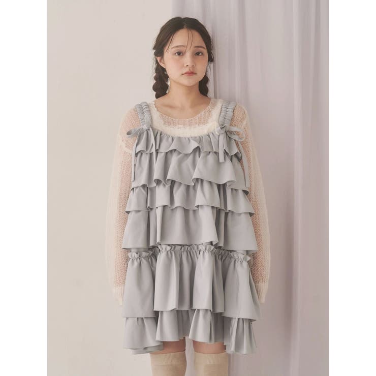 ホイップクリームミニワンピース[品番：MKSW0066256]｜merry jenny