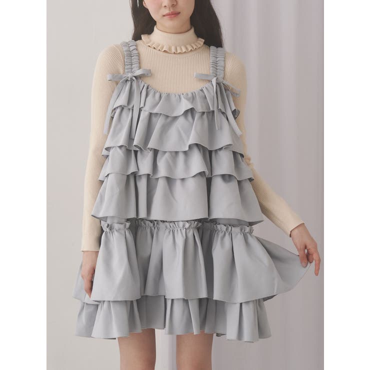 merryjennyホイップクリームミニワンピース アイスブルー ホイップクリームミニワンピース[品番：MKSW0066256]｜merry jenny