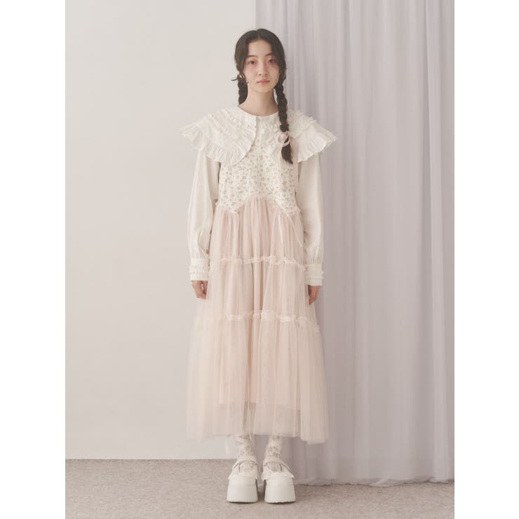 petit flowerチュールキャミワンピース[品番：MKSW0066258]｜merry