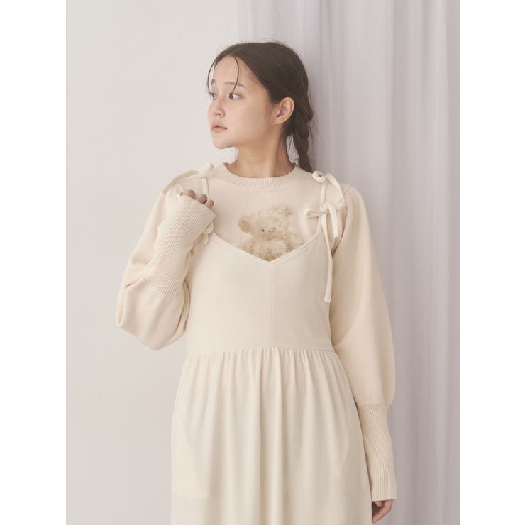 アシメribbonベロアワンピース | merry jenny | 詳細画像14 