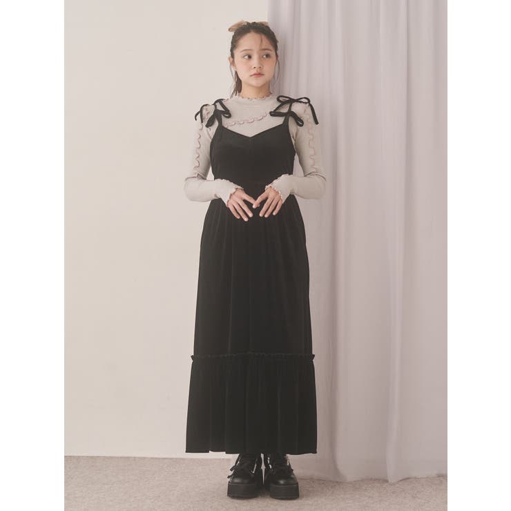 アシメribbonベロアワンピース | merry jenny | 詳細画像2 