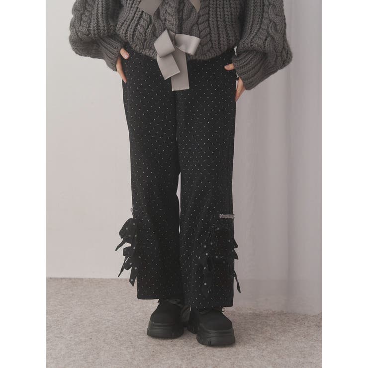 ブラック | lulu dot ribbon pants | merry jenny
