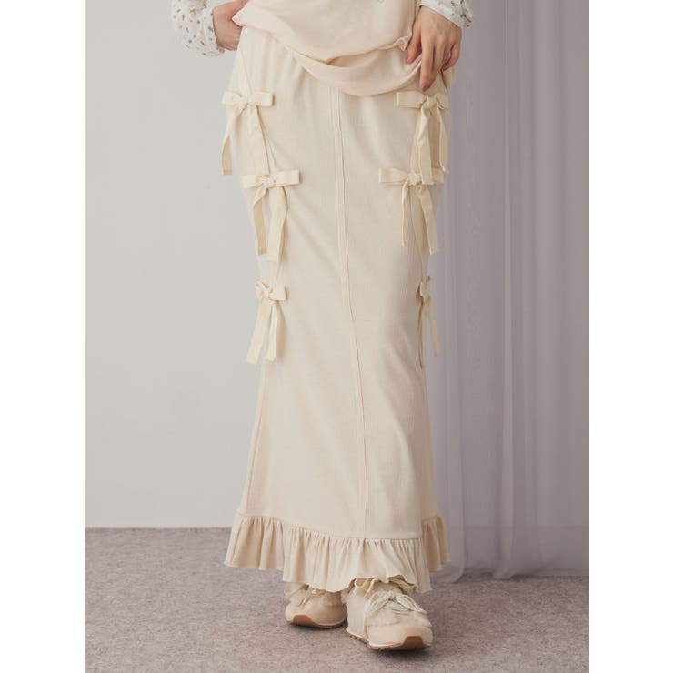 ribbon ribbonリブロングスカート | merry jenny | 詳細画像1 