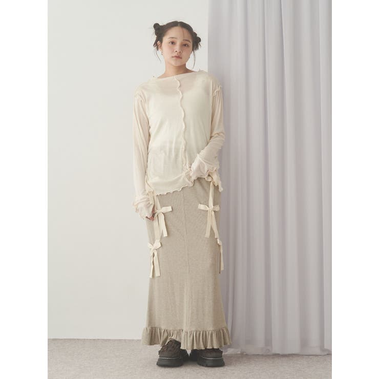 ribbon ribbonリブロングスカート | merry jenny | 詳細画像10 