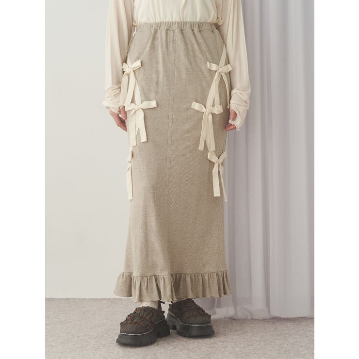 ribbon ribbonリブロングスカート | merry jenny | 詳細画像2 