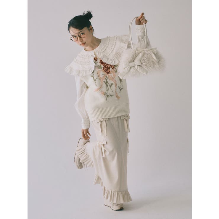 ribbon ribbonリブロングスカート | merry jenny | 詳細画像3 