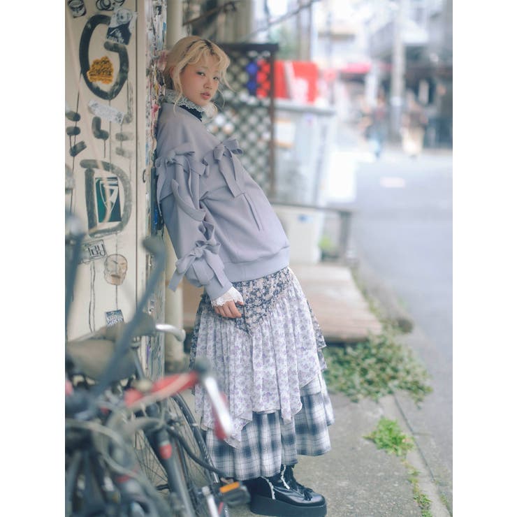 イレギュラーヘムミディスカート floralイレギュラーヘムミディスカート[品番：MKSW0066263]｜merry