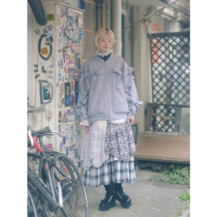 floralイレギュラーヘムミディスカート[品番：MKSW0066263]｜merry