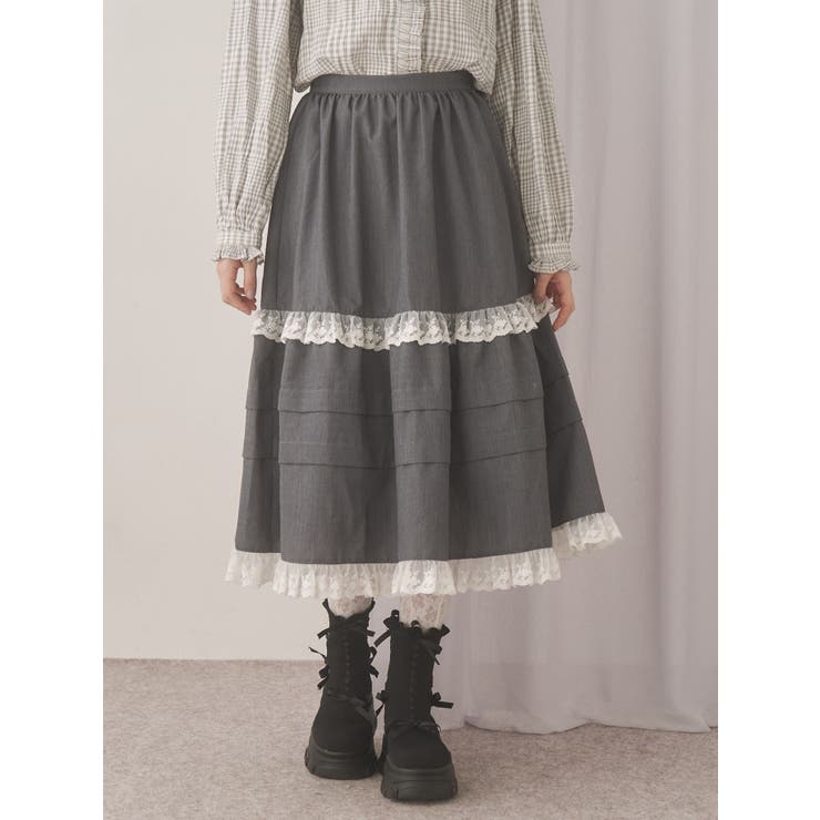 タックフリルミディスカート[品番：MKSW0066264]｜merry jenny