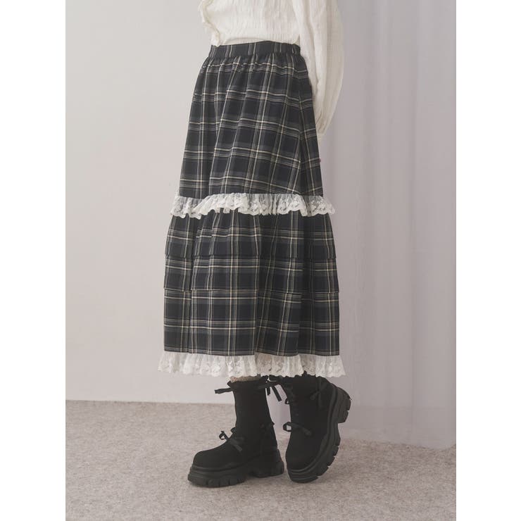 タックフリルミディスカート[品番：MKSW0066264]｜merry jenny