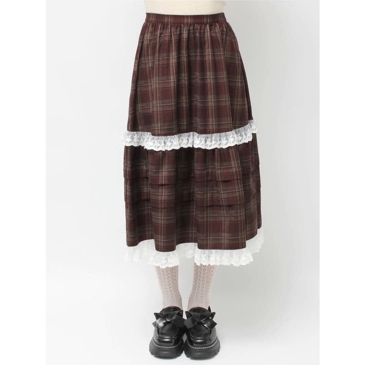 タックフリルミディスカート[品番：MKSW0066264]｜merry jenny