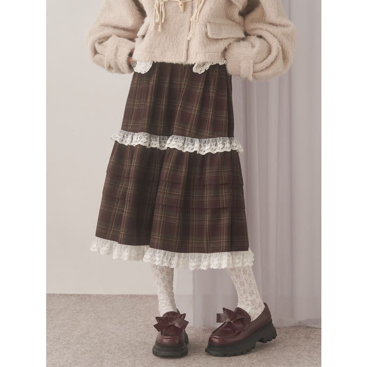 タックフリルミディスカート[品番：MKSW0066264]｜merry jenny