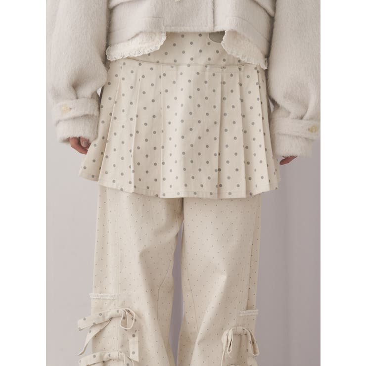 オフホワイト | lulu dotプリーツミニスカート | merry jenny