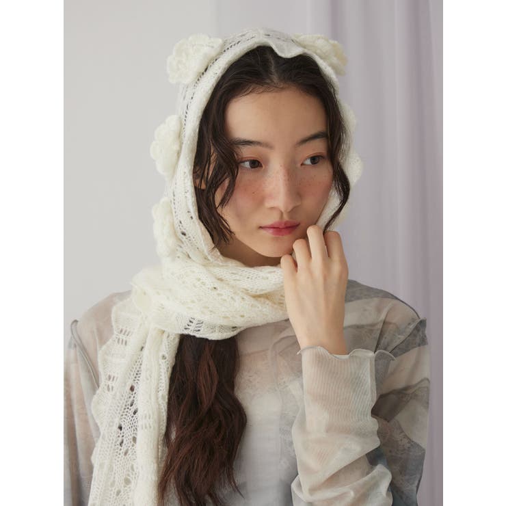 お花咲いたバラクラバマフラー[品番：MKSW0065078]｜merry jenny