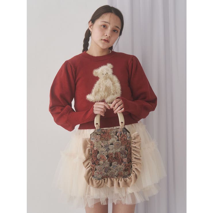 bearジャガードハンドバッグ | merry jenny | 詳細画像13 