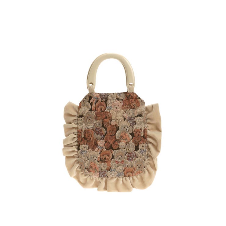 オフホワイト | bearジャガードハンドバッグ | merry jenny