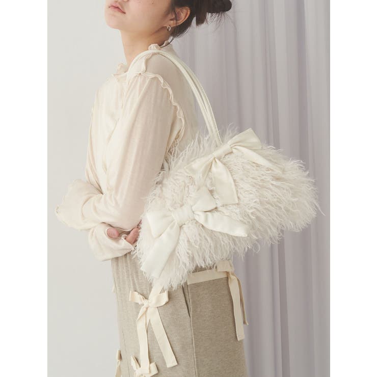 ribbonフェイクファーボストンbag | merry jenny | 詳細画像1 