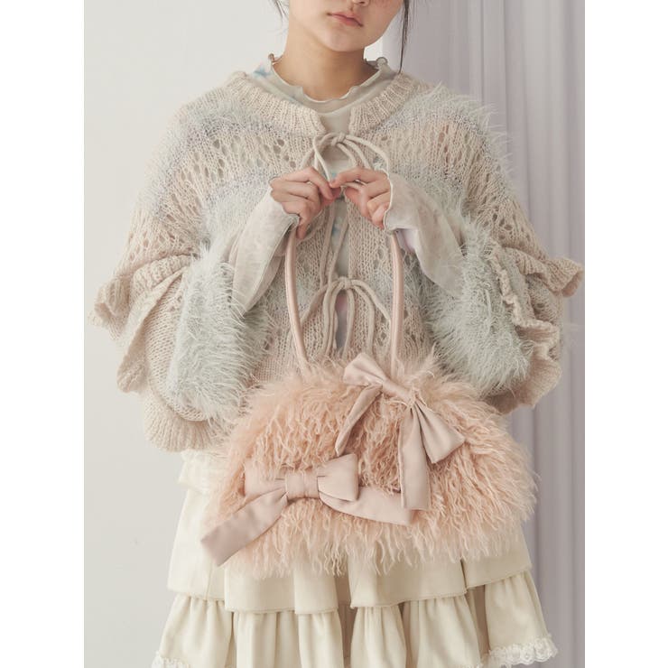 ピンク | ribbonフェイクファーボストンbag | merry jenny