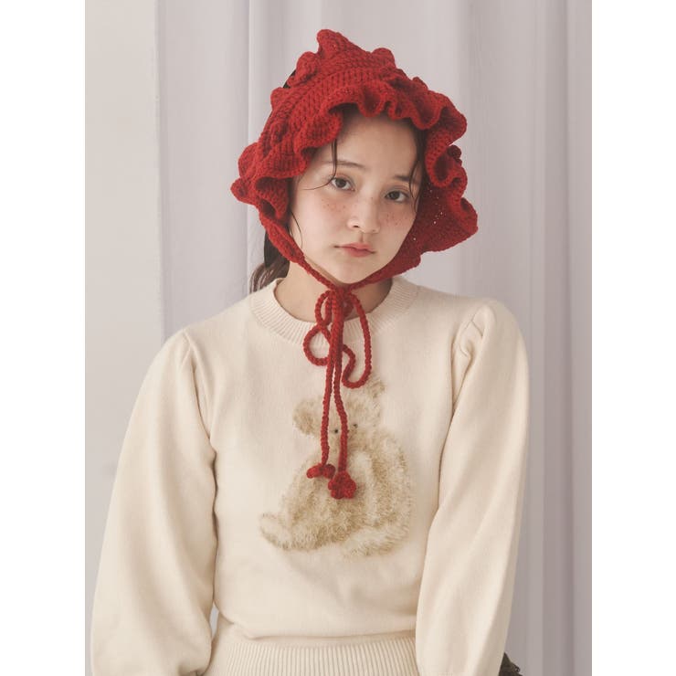 bear shaggy knit tops | merry jenny | 詳細画像17 