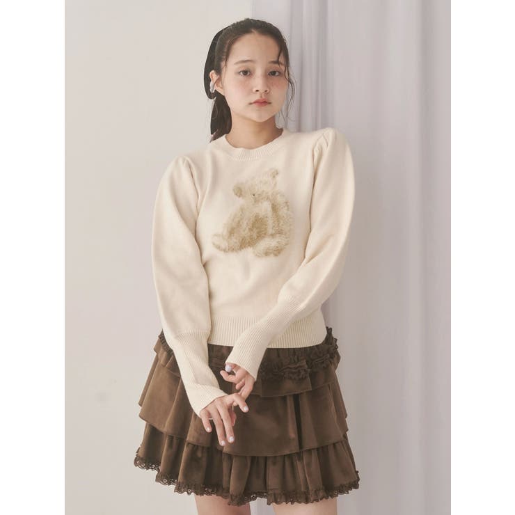 bear shaggy knit tops | merry jenny | 詳細画像2 
