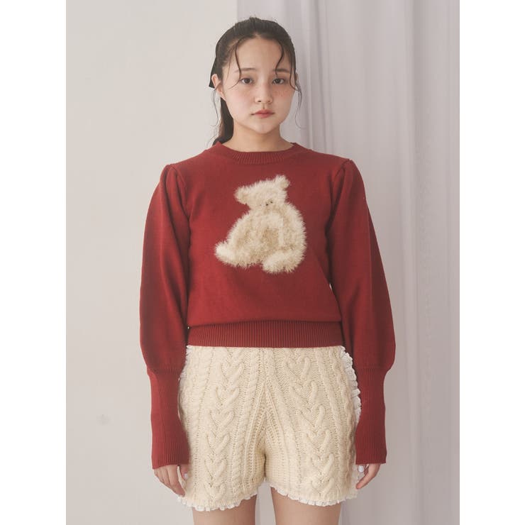 bear shaggy knit tops | merry jenny | 詳細画像3 