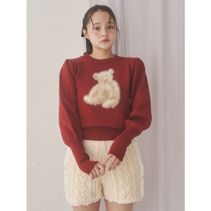 bear shaggy knit tops | merry jenny | 詳細画像5 