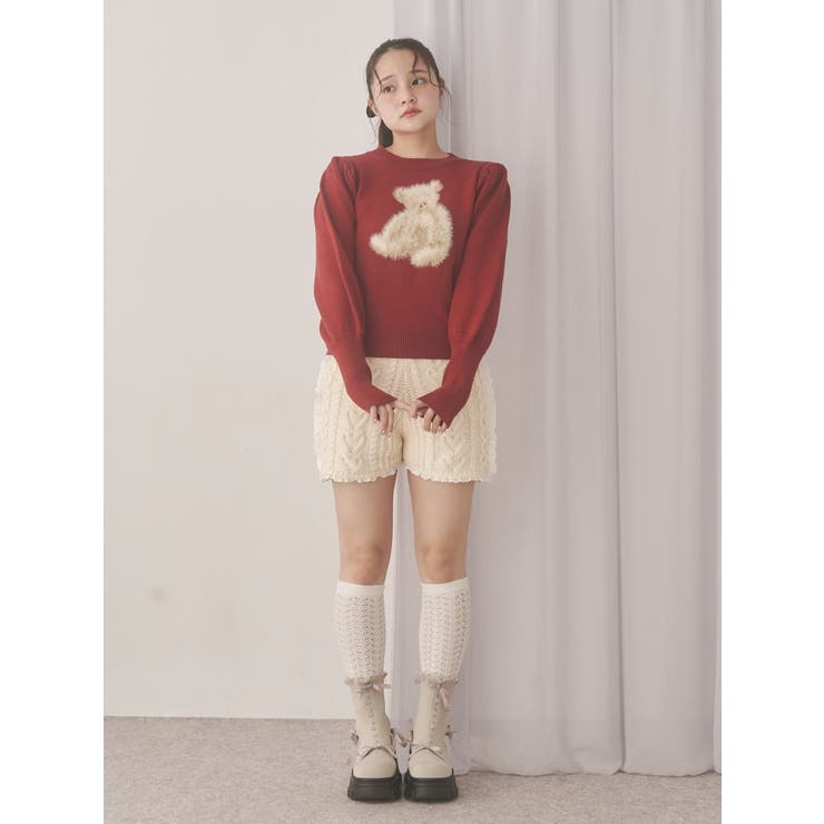 bear shaggy knit tops | merry jenny | 詳細画像6 
