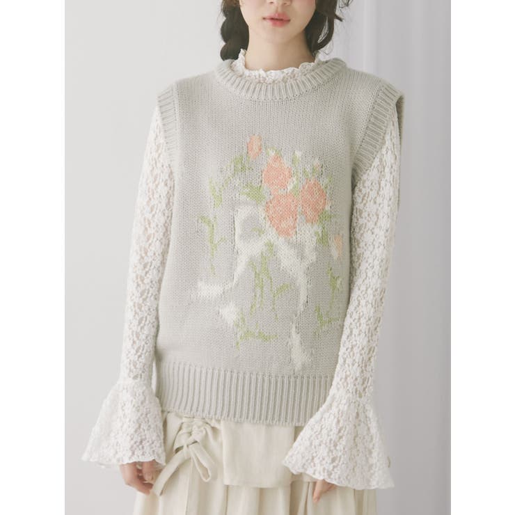 ブルー | bouquet sweater vest | merry jenny