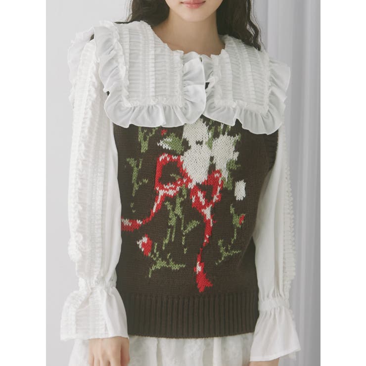 ブラウン | bouquet sweater vest | merry jenny