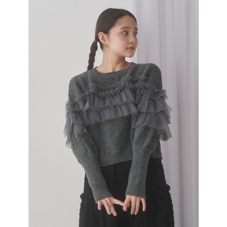 デコラティブチュールニットトップス | merry jenny | 詳細画像12 