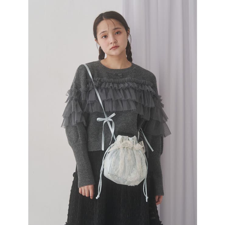 デコラティブチュールニットトップス | merry jenny | 詳細画像13 