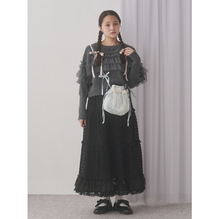 デコラティブチュールニットトップス | merry jenny | 詳細画像14 