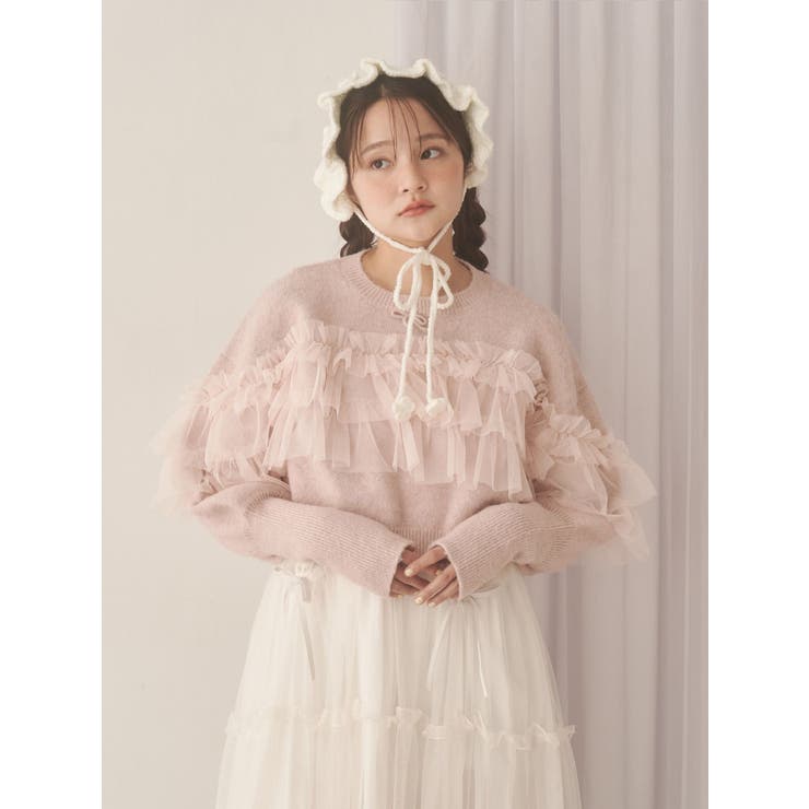 デコラティブチュールニットトップス | merry jenny | 詳細画像2 